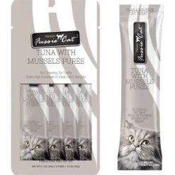 Fussie Cat Tuna Mussels Puree Lickable Cat Treats, 2-oz Pouch