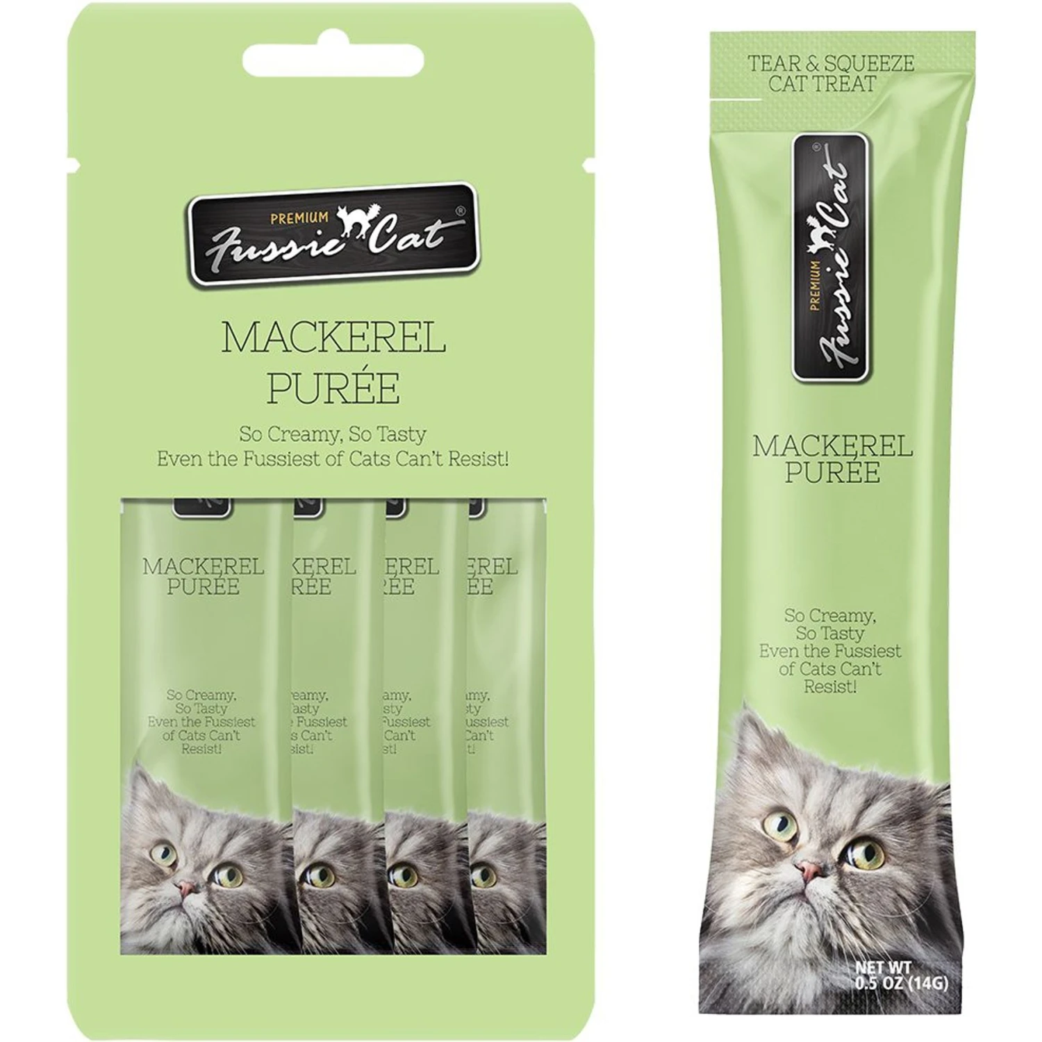 Fussie Cat Mackerel Puree Lickable Cat Treats, 2-oz Pouch 3 Fussie Cat Mackerel Puree Lickable Cat Treats, 2-oz Pouch