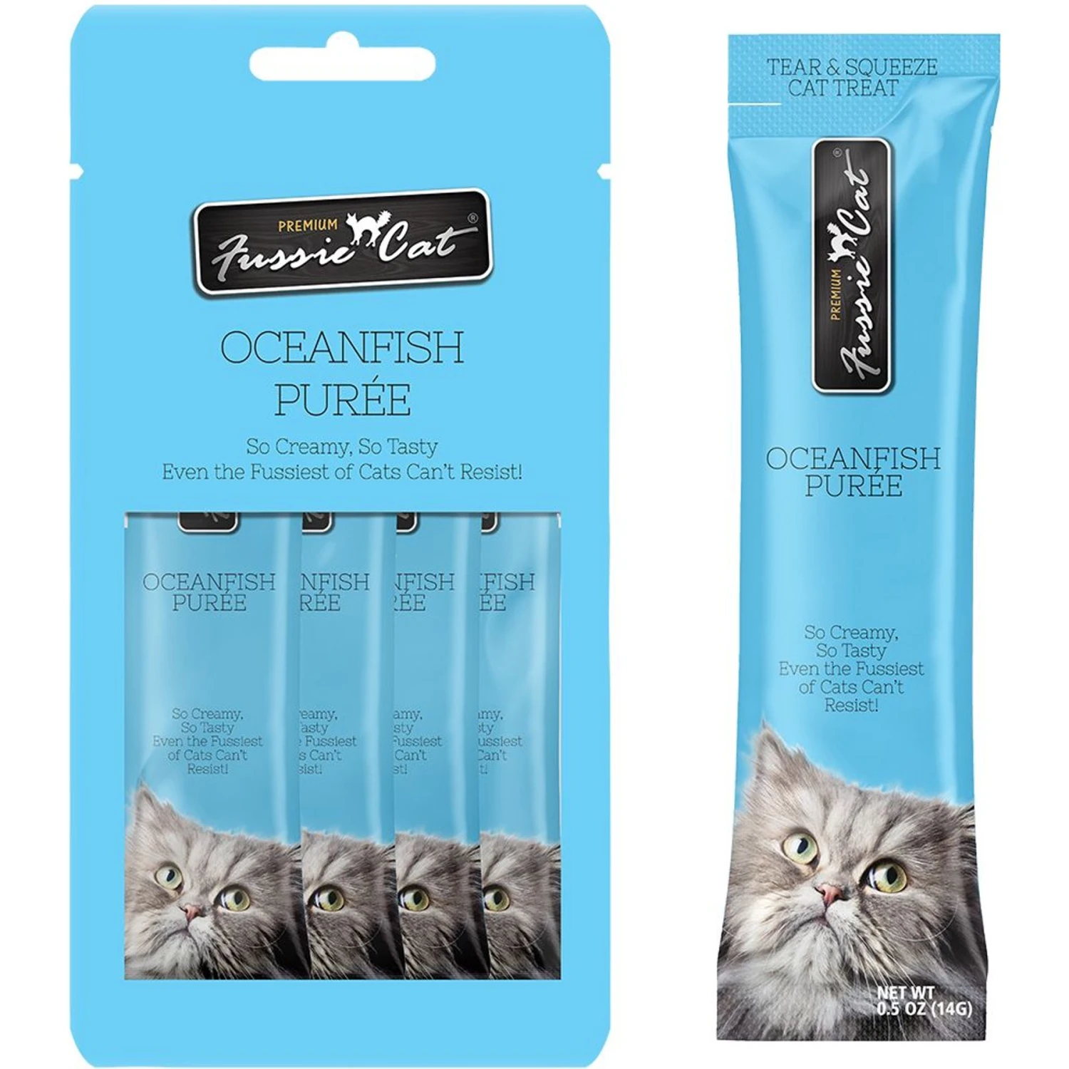 Fussie Cat Ocean Fish Puree Lickable Cat Treats, 2-oz Pouch 3 Fussie Cat Ocean Fish Puree Lickable Cat Treats, 2-oz Pouch