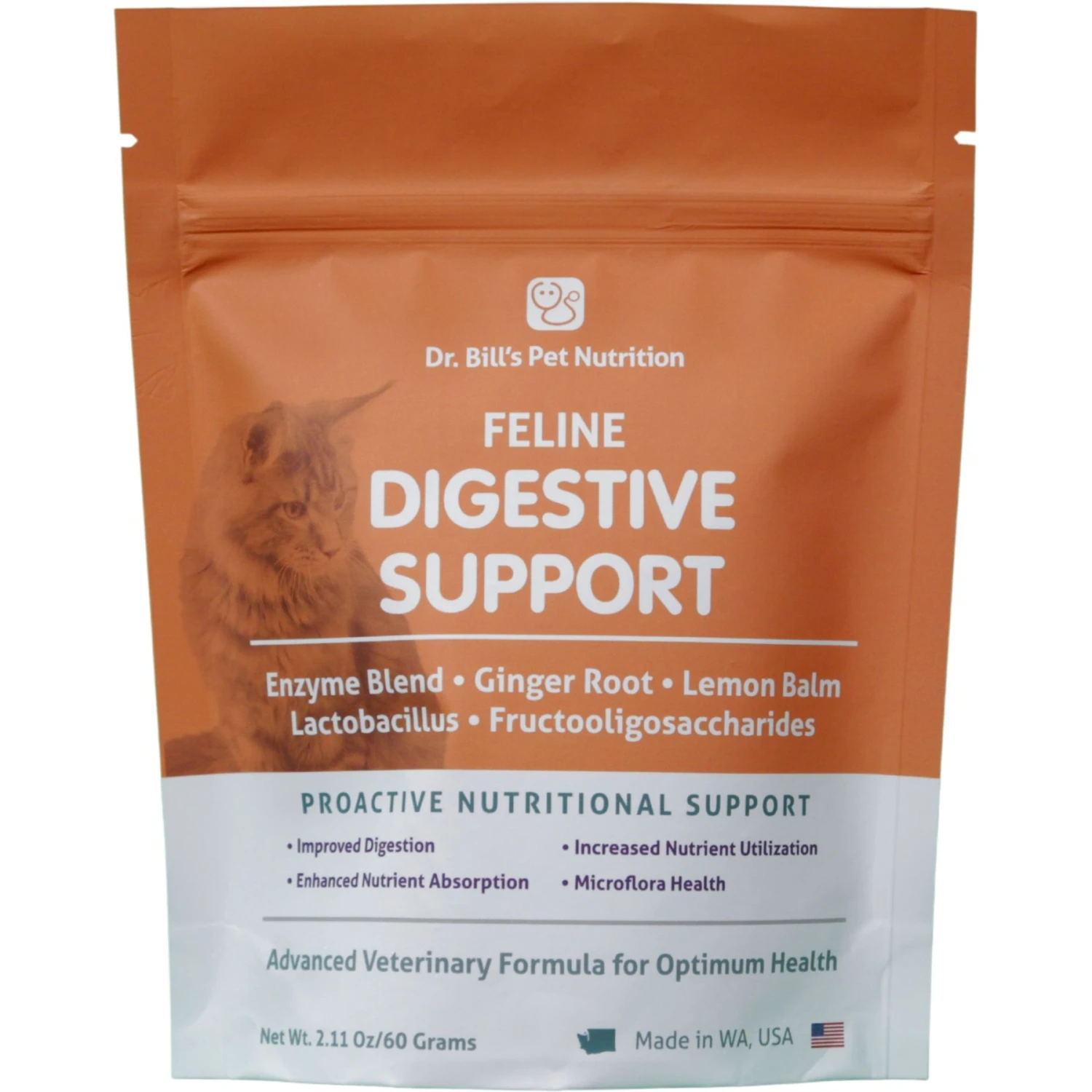 Dr. Bill's Pet Nutrition Feline Digestive Support Cat Supplement Powder, 60-gm Pouch 3 Dr. Bill's Pet Nutrition Feline Digestive Support Cat Supplement Powder, 60-gm Pouch