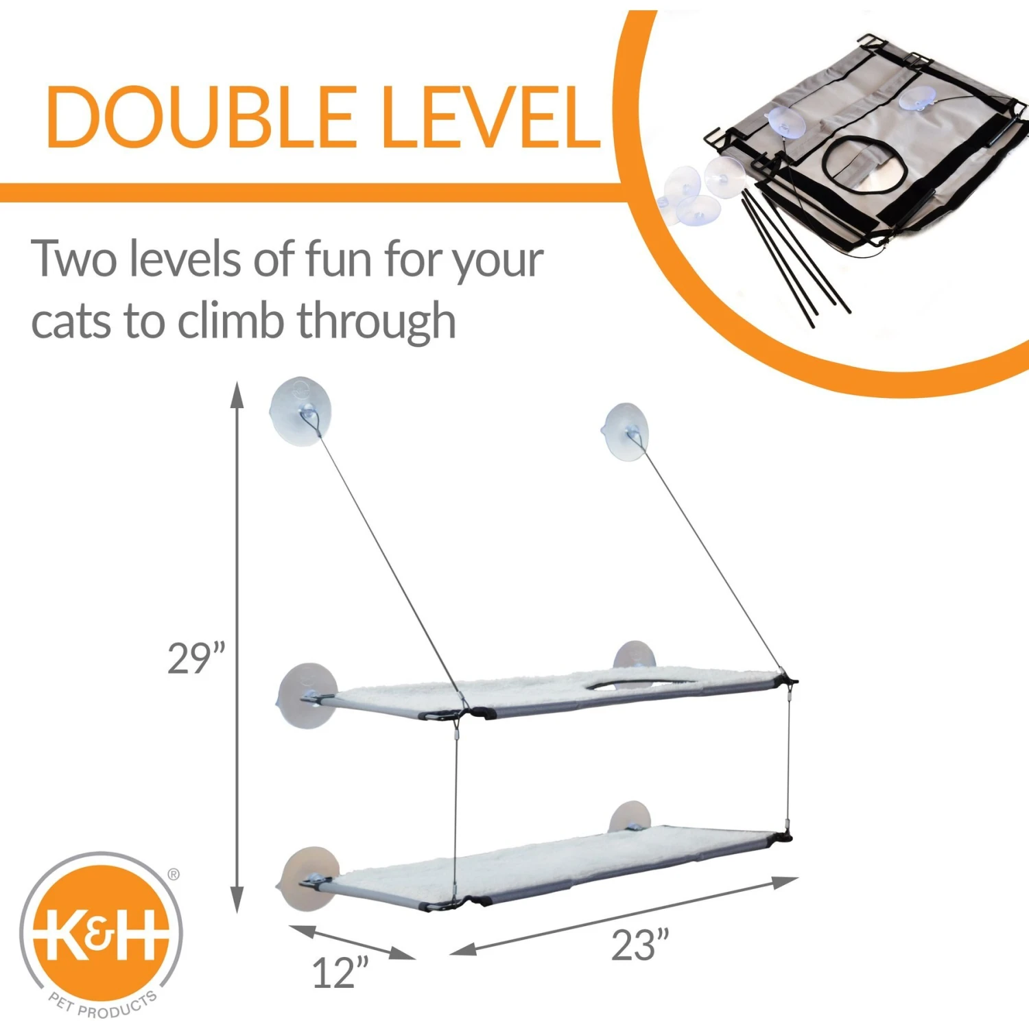 K&H Pet Products Window Double Lounger Cat Perch, Natural, 12x23-in 4 K&H Pet Products Window Double Lounger Cat Perch, Natural, 12x23-in - Image 2