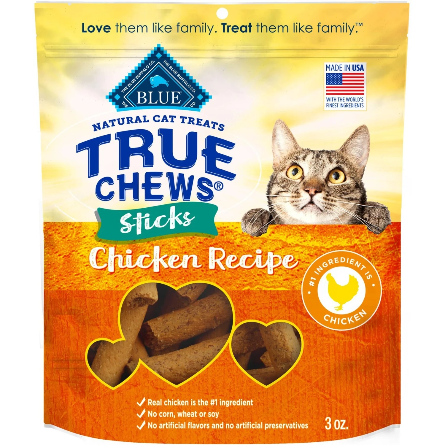 Blue Buffalo True Chews Sticks Natural Chicken Cat Treats 3 Blue Buffalo True Chews Sticks Natural Chicken Cat Treats
