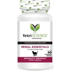 VetriScience Renal Essentials Chewable Tablets Kidney & Urinary Supplement For Cats