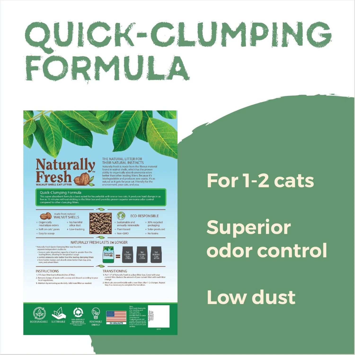 Naturally Fresh Quick Clumping Unscented Cat Litter, 40-lb Bag 4 Naturally Fresh Quick Clumping Unscented Cat Litter, 40-lb Bag - Image 2