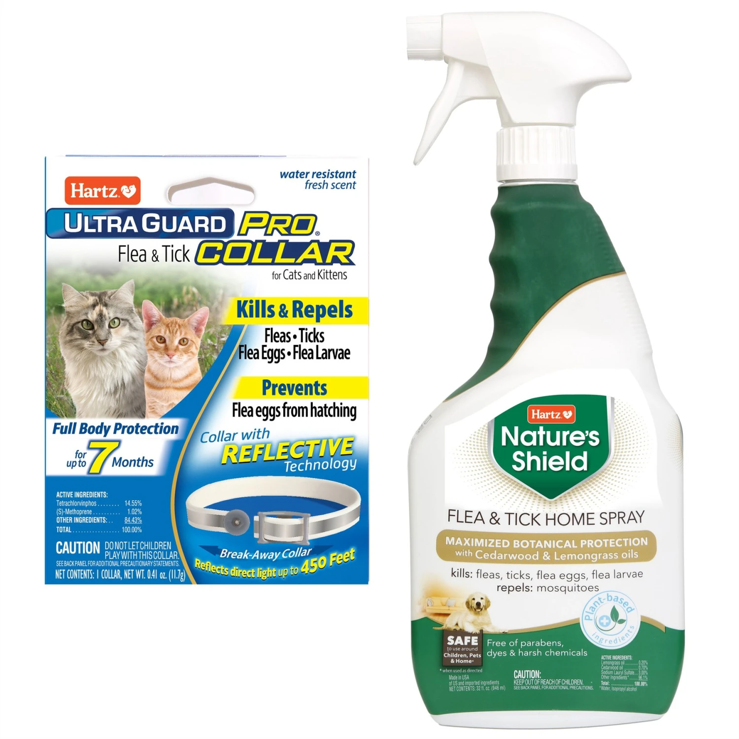 Hartz UltraGuard Pro Flea & Tick Collar For Cats & Hartz Nature's Shield Natural Flea & Tick Home Spray 3 Hartz UltraGuard Pro Flea & Tick Collar For Cats & Hartz Nature's Shield Natural Flea & Tick Home Spray