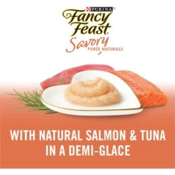 Fancy Feast Savory Puree Naturals Salmon & Tuna Flavored In A Demi-Glace Squeezable Lickable Adult Cat Treats, 0.35-oz Tube 13 Fancy Feast Savory Puree Naturals Salmon & Tuna Flavored In A Demi-Glace Squeezable Lickable Adult Cat Treats, 0.35-oz Tube -Trixie || Catit || Nature's Miracle Shop 645806 PT2. AC SS1800 V1664832393