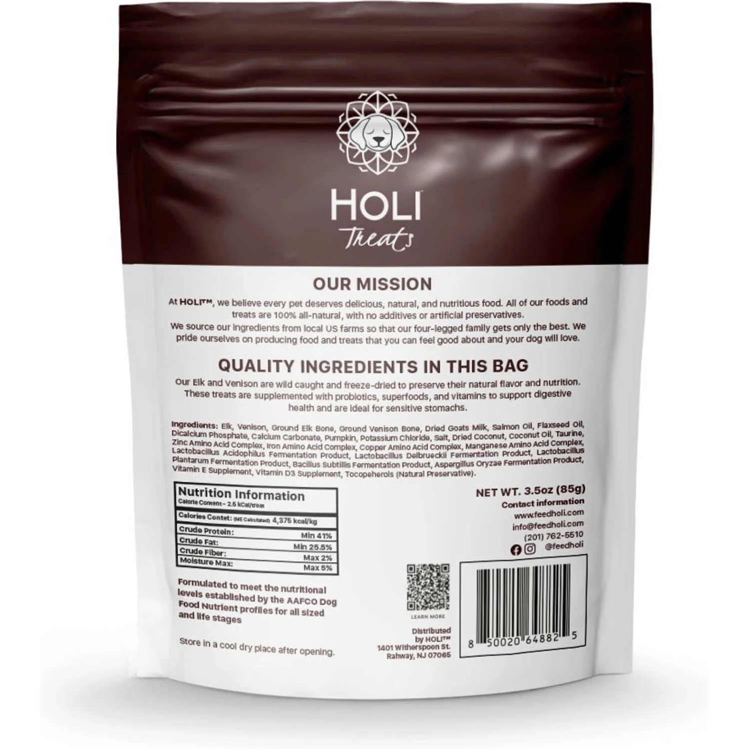 HOLI All Natural & Wild Caught Elk & Venison Meat Dog Freeze-Dried Treat, 3-oz Bag 4 HOLI All Natural & Wild Caught Elk & Venison Meat Dog Freeze-Dried Treat, 3-oz Bag - Image 2