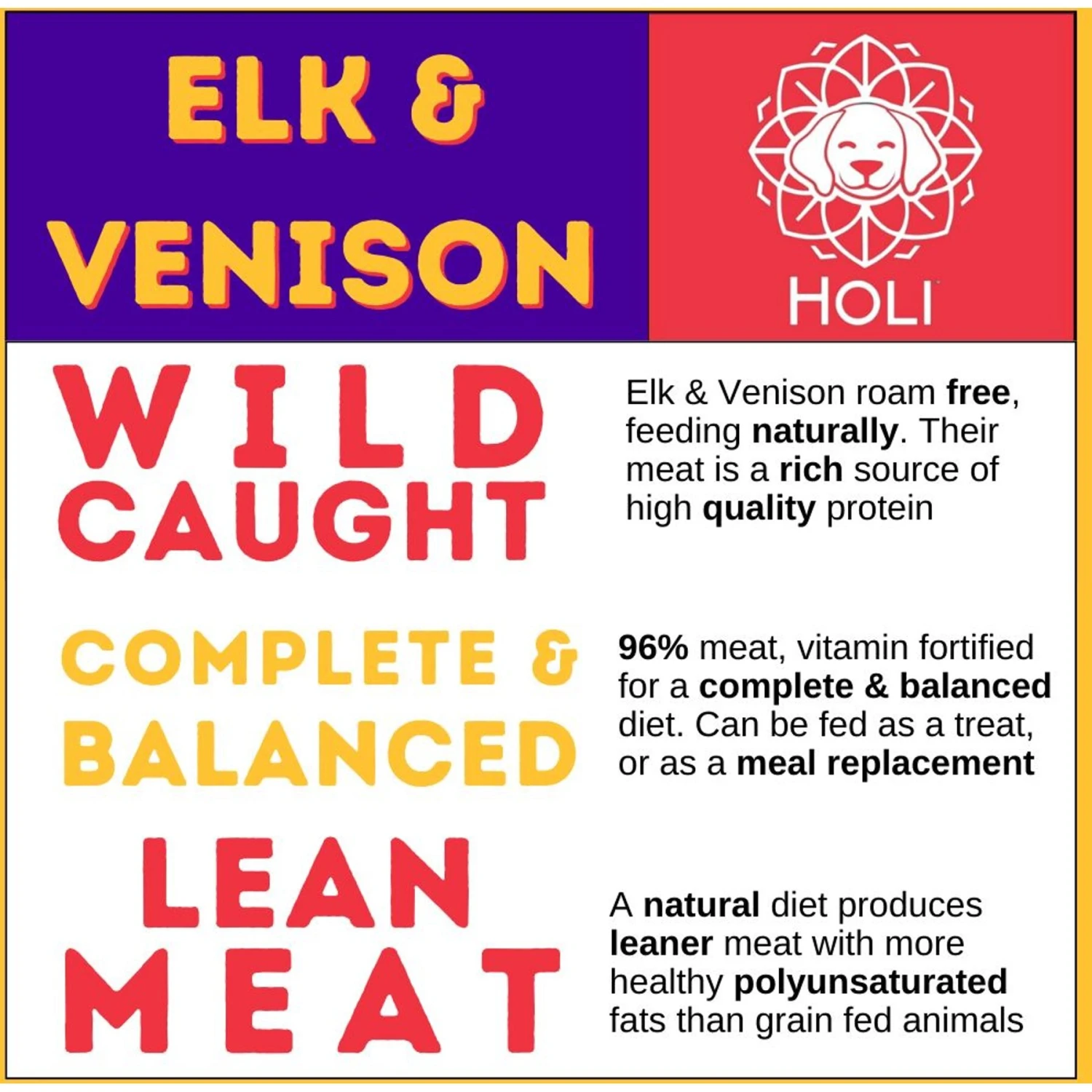 HOLI All Natural & Wild Caught Elk & Venison Meat Dog Freeze-Dried Treat, 3-oz Bag 5 HOLI All Natural & Wild Caught Elk & Venison Meat Dog Freeze-Dried Treat, 3-oz Bag - Image 3