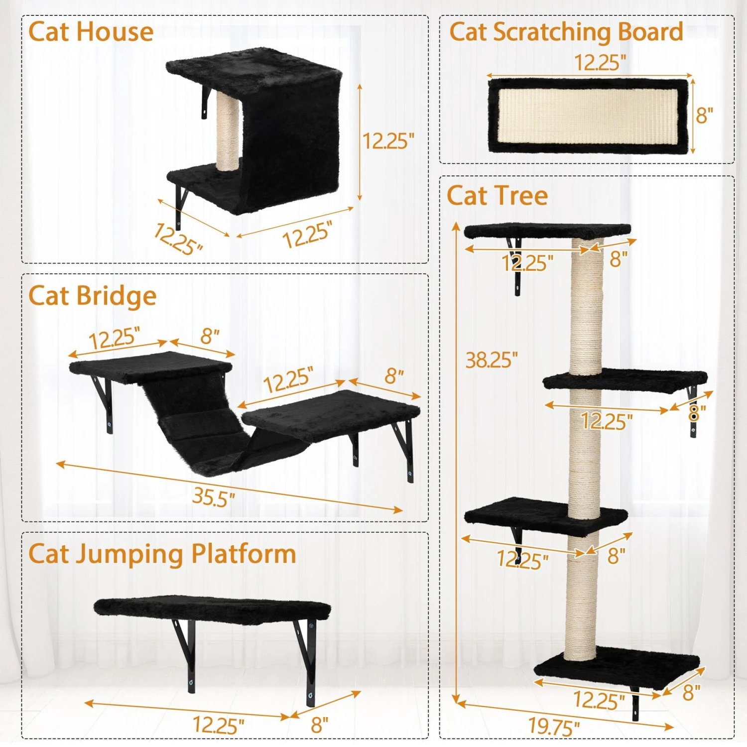 Coziwow Wall Mounted Shelves Set Cat Tree 5 Coziwow Wall Mounted Shelves Set Cat Tree - Image 3