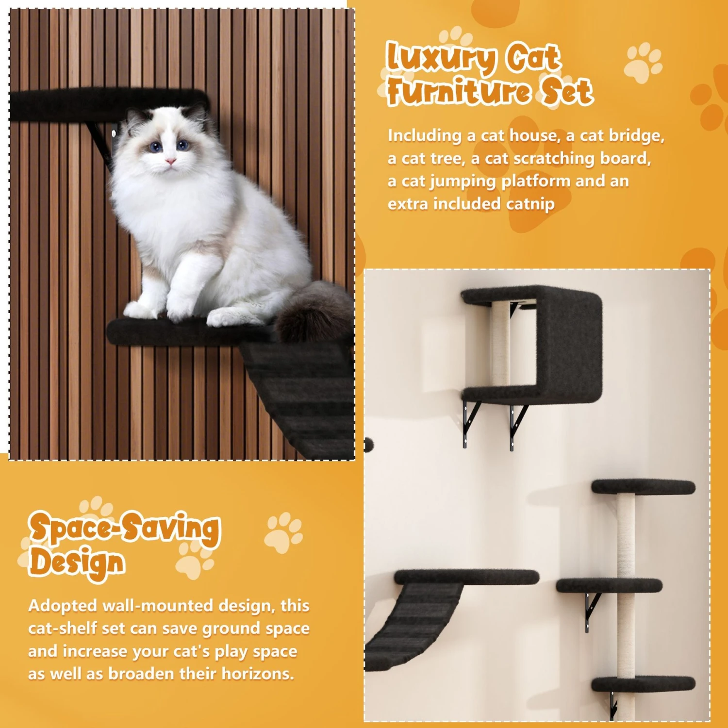 Coziwow Wall Mounted Shelves Set Cat Tree 10 Coziwow Wall Mounted Shelves Set Cat Tree - Image 8