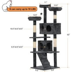 Coziwow 60-in Scratching Posts & Toys Cat Tree & Condo, Grey -Trixie || Catit || Nature's Miracle Shop 666062 PT5. AC SS1800 V1674162085