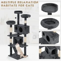 Coziwow 60-in Scratching Posts & Toys Cat Tree & Condo, Grey -Trixie || Catit || Nature's Miracle Shop 666062 PT6. AC SS1800 V1668456945