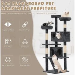 Coziwow 60-in Scratching Posts & Toys Cat Tree & Condo, Grey -Trixie || Catit || Nature's Miracle Shop 666062 PT8. AC SS1800 V1668457949