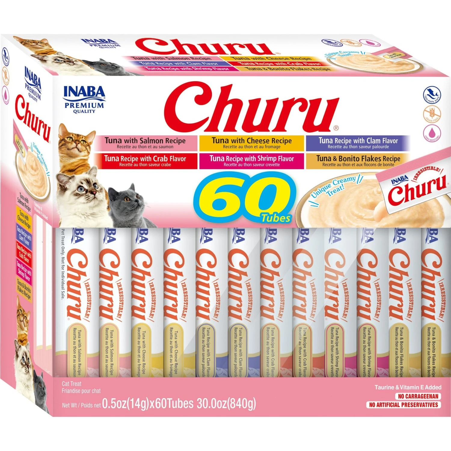 Inaba Churu Tuna Variety Creamy Puree Grain-Free Lickable Cat Treats 3 Inaba Churu Tuna Variety Creamy Puree Grain-Free Lickable Cat Treats