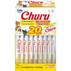 Inaba Churu Chicken & Beef Variety Creamy Puree Grain-Free Lickable Cat Treats, 0.5-oz Tube, 20 Count