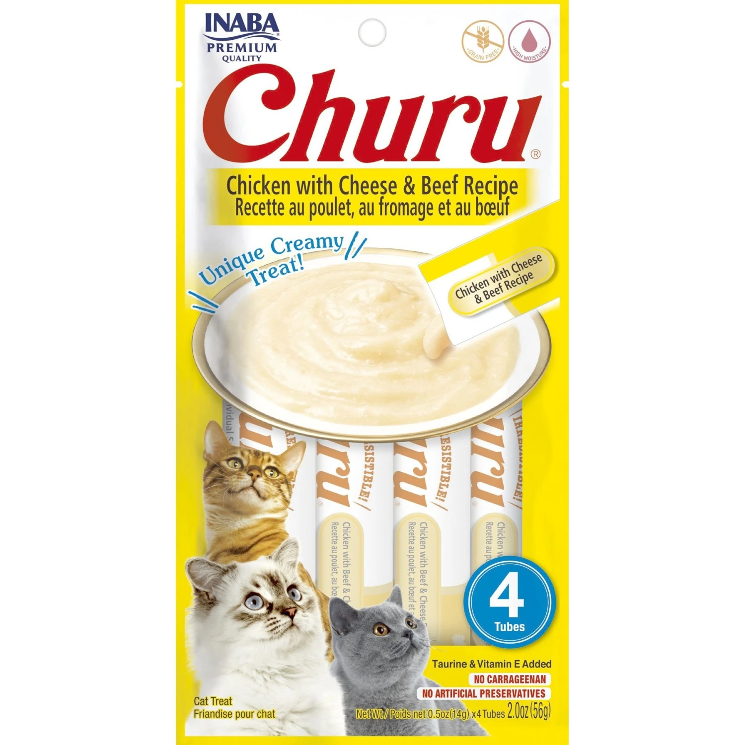 Inaba Churu Chicken With Cheese & Beef Recipe Creamy Puree Grain-Free Lickable Cat Treats 3 Inaba Churu Chicken With Cheese & Beef Recipe Creamy Puree Grain-Free Lickable Cat Treats