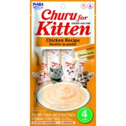 Inaba Churu For Kittens Chicken Recipe Puree Grain-Free Lickable Cat Treats