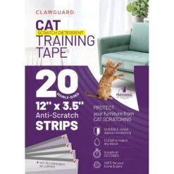 CLAWGUARD Anti-Scratch Training Cat Deter Tape Strips. 20 Count, 12 X 4-in