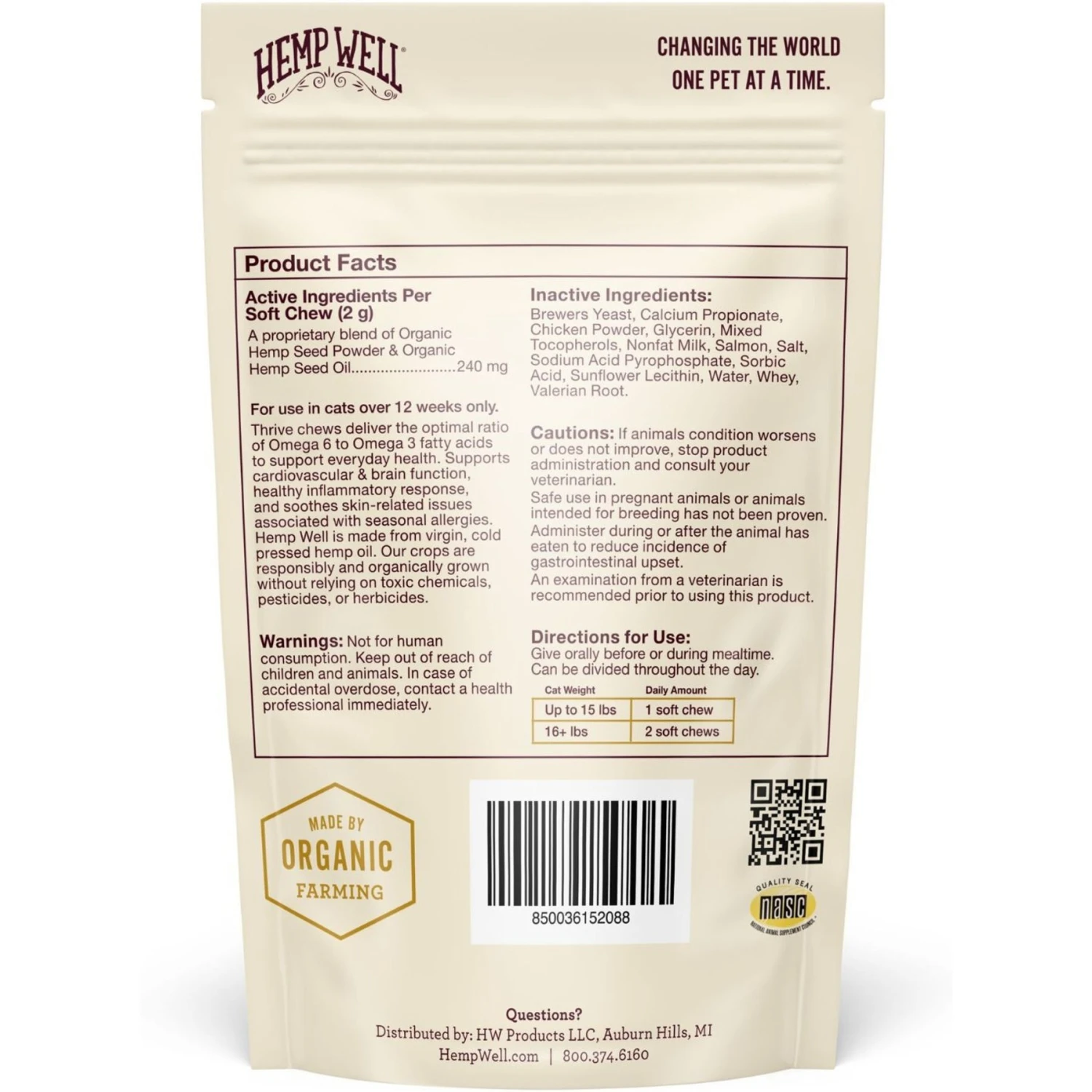 Hemp Well Thrive Skin & Coat Soft Chew Supplement For Cats, 60 Count 8 Hemp Well Thrive Skin & Coat Soft Chew Supplement For Cats, 60 Count - Image 6