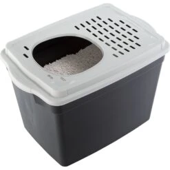 Ferplast "Jumpy" With Top Entrance Cat Litter Box, Black, Large -Trixie || Catit || Nature's Miracle Shop 703926 PT2. AC SS1800 V1668457891