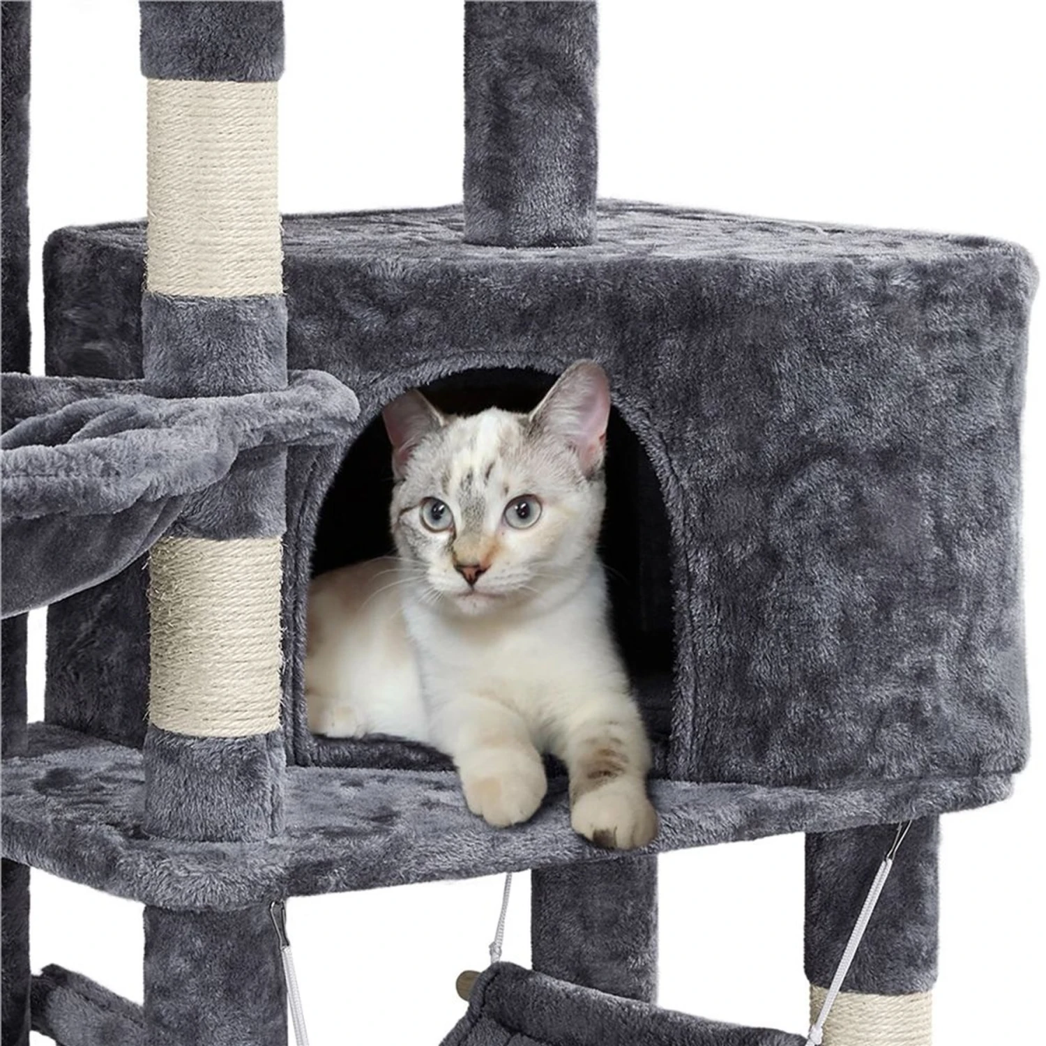 Yaheetech 3-Level Plush Cat Tree, Dark Gray, Medium 7 Yaheetech 3-Level Plush Cat Tree, Dark Gray, Medium - Image 5
