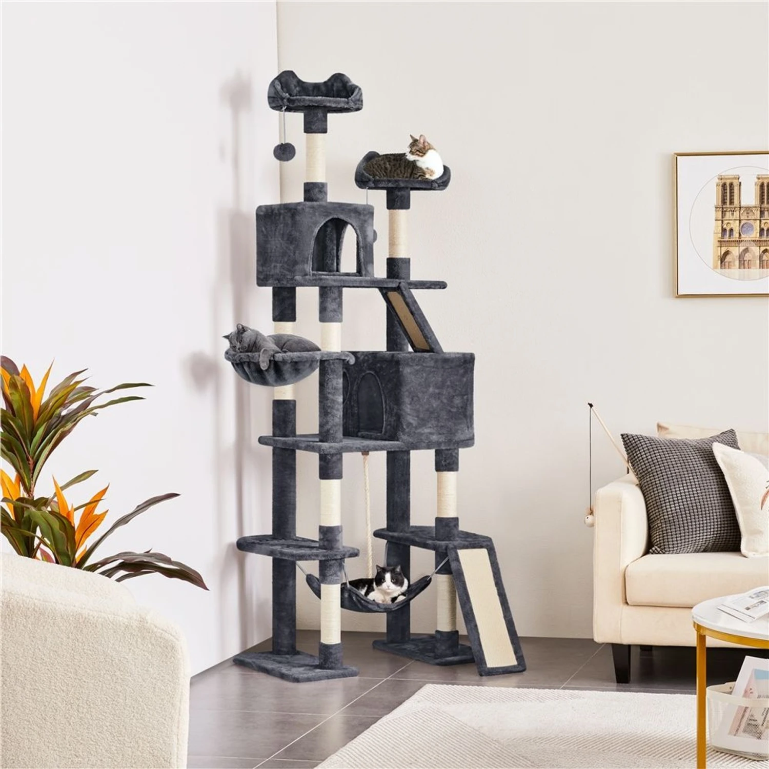 Yaheetech 82.5-in Multi-Level Tree Condo With 2 Foam Edge Perches Cat Tree 3 Yaheetech 82.5-in Multi-Level Tree Condo With 2 Foam Edge Perches Cat Tree