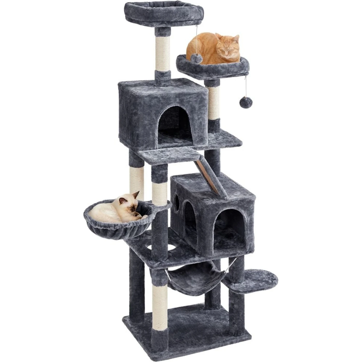Yaheetech 71.5-in Tree With 2 Cozy Perches Cat Tree, Dark Grey, Large 4 Yaheetech 71.5-in Tree With 2 Cozy Perches Cat Tree, Dark Grey, Large - Image 2