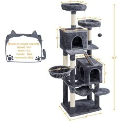 Yaheetech 71.5-in Tree With 2 Cozy Perches Cat Tree, Dark Grey, Large 15 Yaheetech 71.5-in Tree With 2 Cozy Perches Cat Tree, Dark Grey, Large -Trixie || Catit || Nature's Miracle Shop 705158 PT6. AC SS1800 V1668546018