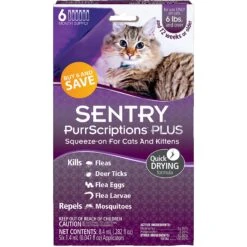 Sentry PurrScriptions Flea & Tick Spot Treatment For Cats, Over 6 Lbs