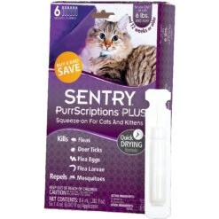 Sentry PurrScriptions Flea & Tick Spot Treatment For Cats, Over 6 Lbs -Trixie || Catit || Nature's Miracle Shop 71546 PT5. AC SS1800 V1517526759