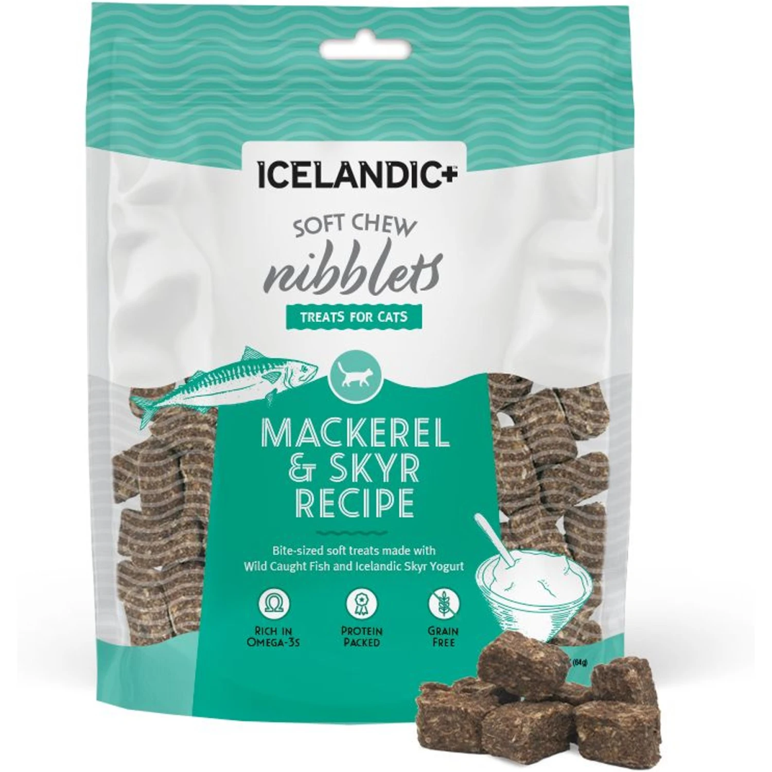 Icelandic+ Soft Chew Nibblets Mackerel & Skyr Recipe Grain-Free Cat Treats, 2.25-oz Bag 3 Icelandic+ Soft Chew Nibblets Mackerel & Skyr Recipe Grain-Free Cat Treats, 2.25-oz Bag