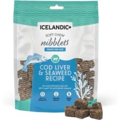 Icelandic+ Soft Chew Nibblets Cod Liver & Seaweed Recipe Grain-Free Cat Treats, 2.25-oz Bag