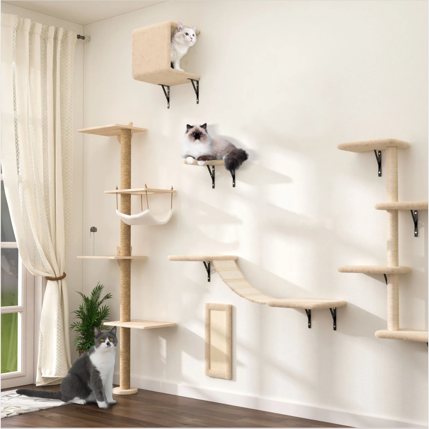 Coziwow 69-in Wall Mounted Shelf Climbing Cat Tree 11 Coziwow 69-in Wall Mounted Shelf Climbing Cat Tree - Image 9