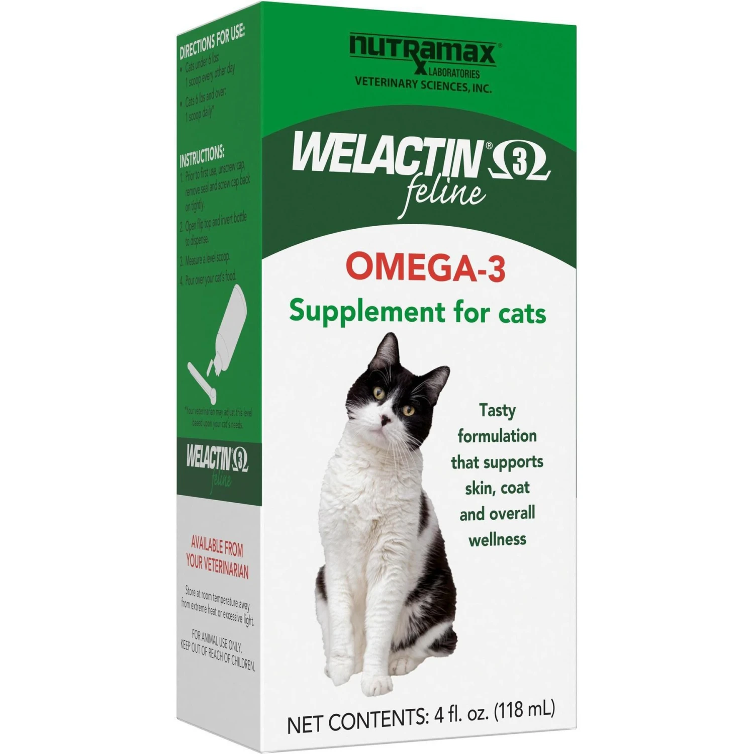 Nutramax Welactin Omega-3 Fish Oil Liquid Skin & Coat Supplement For Cats, 4-oz 3 Nutramax Welactin Omega-3 Fish Oil Liquid Skin & Coat Supplement For Cats, 4-oz