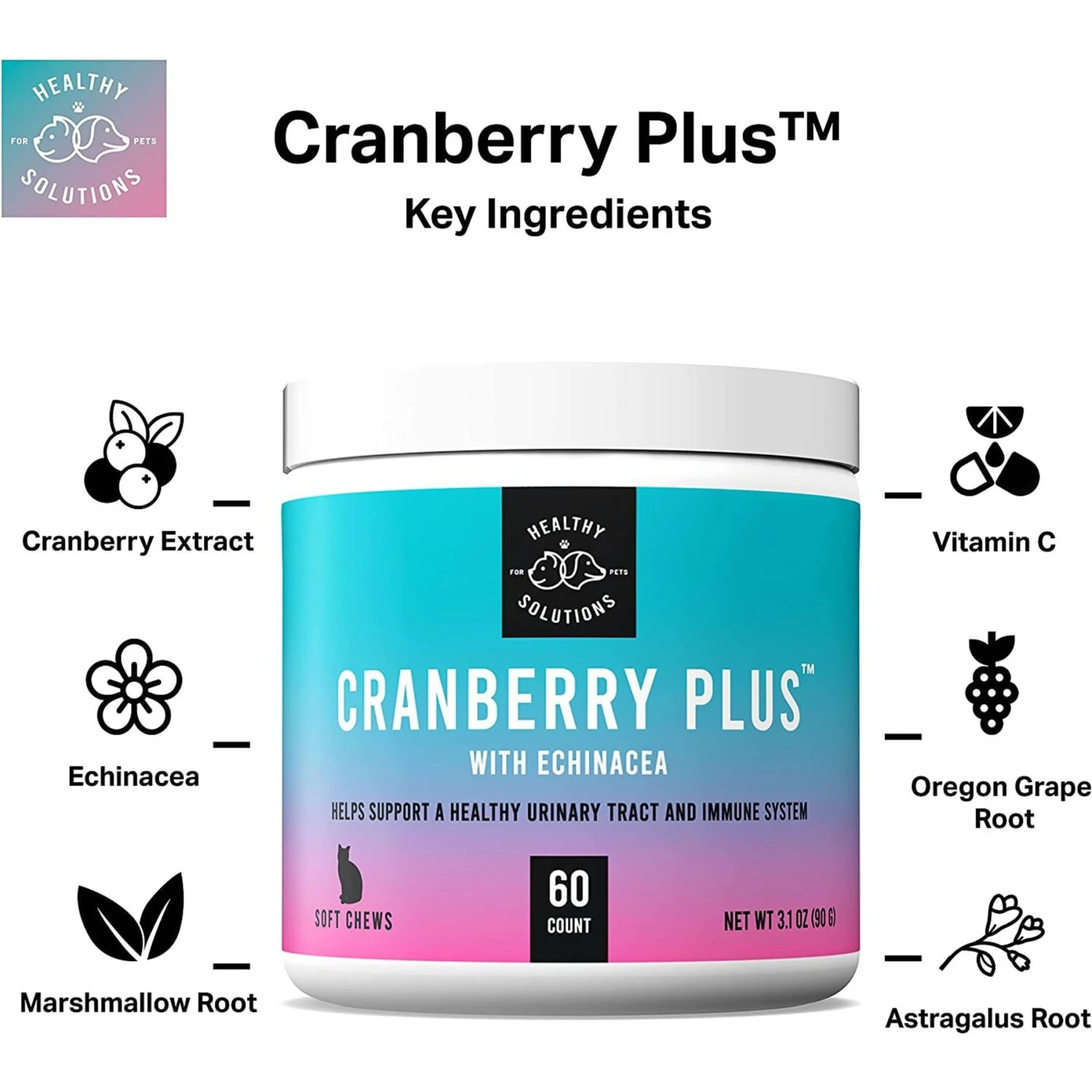 Healthy Solutions For Pets Cranberry Urinary & Kidney Supplement For Cats, 60 Count 4 Healthy Solutions For Pets Cranberry Urinary & Kidney Supplement For Cats, 60 Count - Image 2