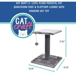 Cat Craft 2 Tier Plush Pedestal Cat Scratching Post & Platform Lounge With Hanging Cat Toy, Grey -Trixie || Catit || Nature's Miracle Shop 744686 PT2. AC SS1800 V1689974908