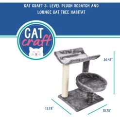 Cat Craft 3 Tier Plush Scratch & Lounge Cat Tree Habitat, Grey, Medium -Trixie || Catit || Nature's Miracle Shop 744702 PT2. AC SS1800 V1689975231