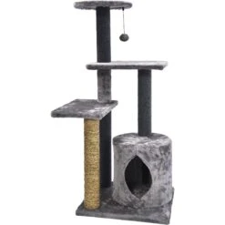 Cat Craft Level Up 5 Tier Plush & Seagrass Activity Cat Tree Habitat, Gray, Large -Trixie || Catit || Nature's Miracle Shop 744718 PT3. AC SS1800 V1689974455