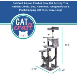 Cat Craft 7 Level Plush & Sisal Cat Activity Cat Tree Habitat, Gray, X-Large -Trixie || Catit || Nature's Miracle Shop 744734 PT2. AC SS1800 V1689975300