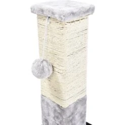 Cat Craft Plush & Sisal Square Cat Scratching Post With Plush Hanging Cat Toy, Gray/Natural, Small -Trixie || Catit || Nature's Miracle Shop 744750 PT5. AC SS1800 V1689974824