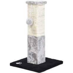 Cat Craft Plush & Sisal Square Cat Scratching Post With Plush Hanging Cat Toy, Gray/Natural, Small -Trixie || Catit || Nature's Miracle Shop 744750 PT6. AC SS1800 V1689974461