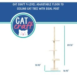 Cat Craft 4-Level Adjustable Climbing & Perch Cat Tree With Scratching Post, Cream, X-Large -Trixie || Catit || Nature's Miracle Shop 744814 PT2. AC SS1800 V1674069683