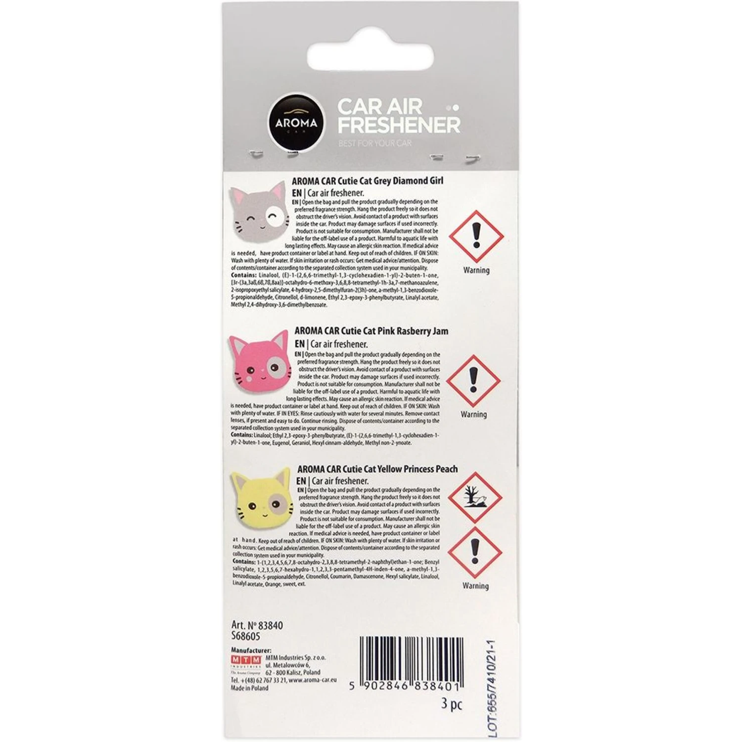 Aroma Car Cutie Series Air Fresheners & Cat Deodorizer, 3 Count 4 Aroma Car Cutie Series Air Fresheners & Cat Deodorizer, 3 Count - Image 2