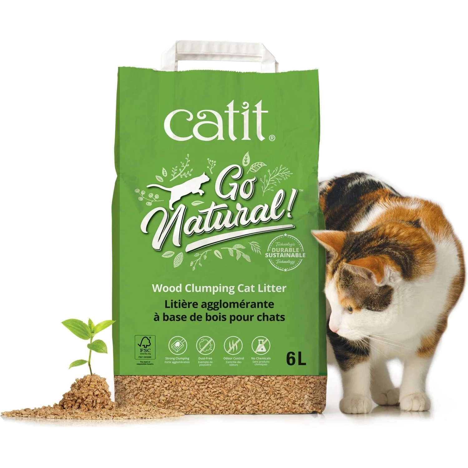 Catit Go Natural Wood Clumping Cat Litter, 6.4-lb Bag 5 Catit Go Natural Wood Clumping Cat Litter, 6.4-lb Bag - Image 3