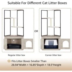Unipaws Corner Box Enclosure With Cat Tree Tower Cat Litter, Weathered Grey, Medium -Trixie || Catit || Nature's Miracle Shop 757526 PT5. AC SS1800 V1693319935