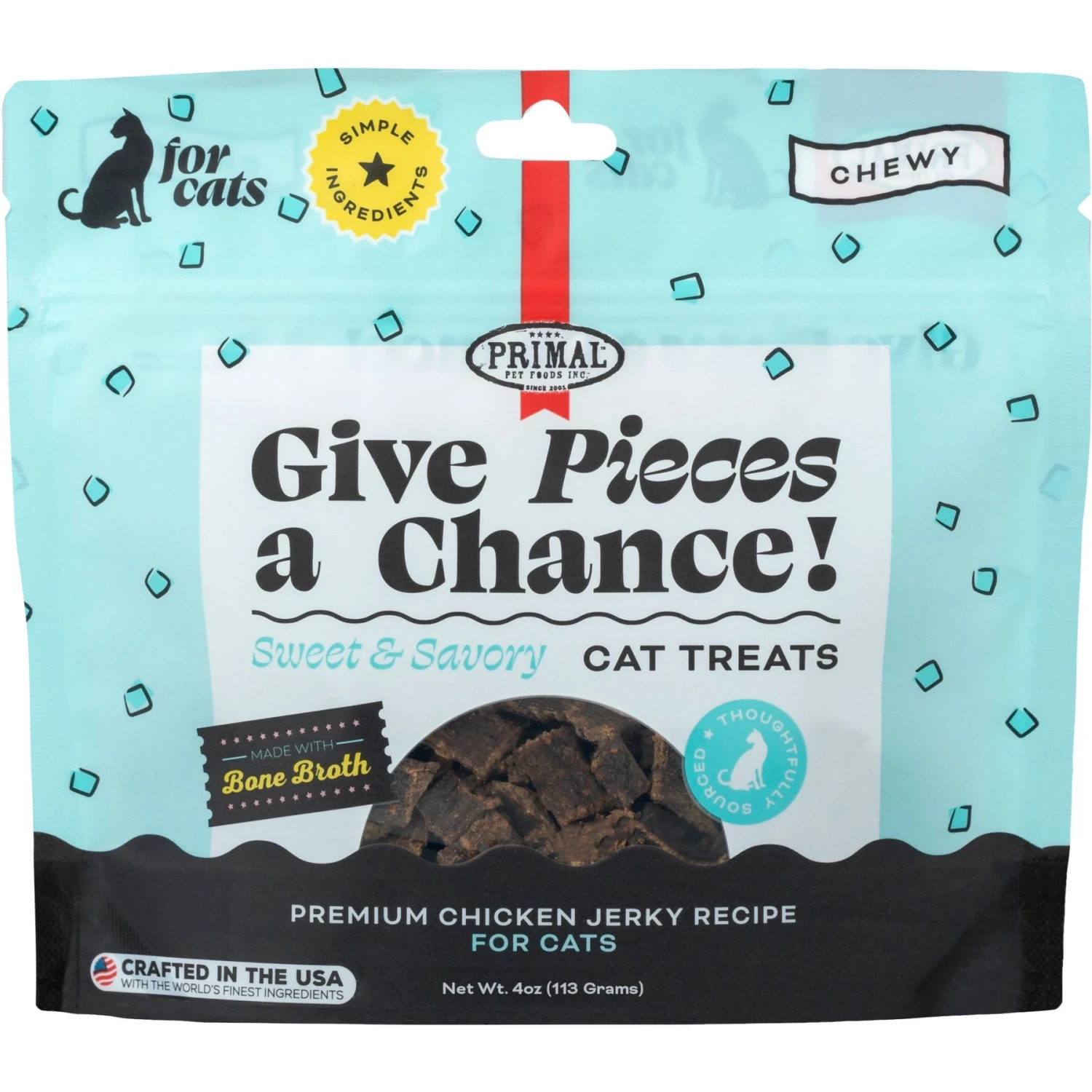 Primal Give Pieces A Chance Chicken With Broth Flavored Jerky Cat Treats 3 Primal Give Pieces A Chance Chicken With Broth Flavored Jerky Cat Treats