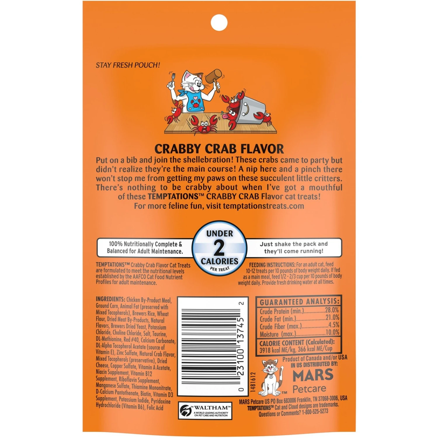 Temptations Classic Creamy Dairy Flavor Soft & Crunchy Cat Treats & Temptations Classic Crabby Crab Flavor Crunchy & Soft Cat Treats, 3-oz Bag 9 Temptations Classic Creamy Dairy Flavor Soft & Crunchy Cat Treats & Temptations Classic Crabby Crab Flavor Crunchy & Soft Cat Treats, 3-oz Bag - Image 7
