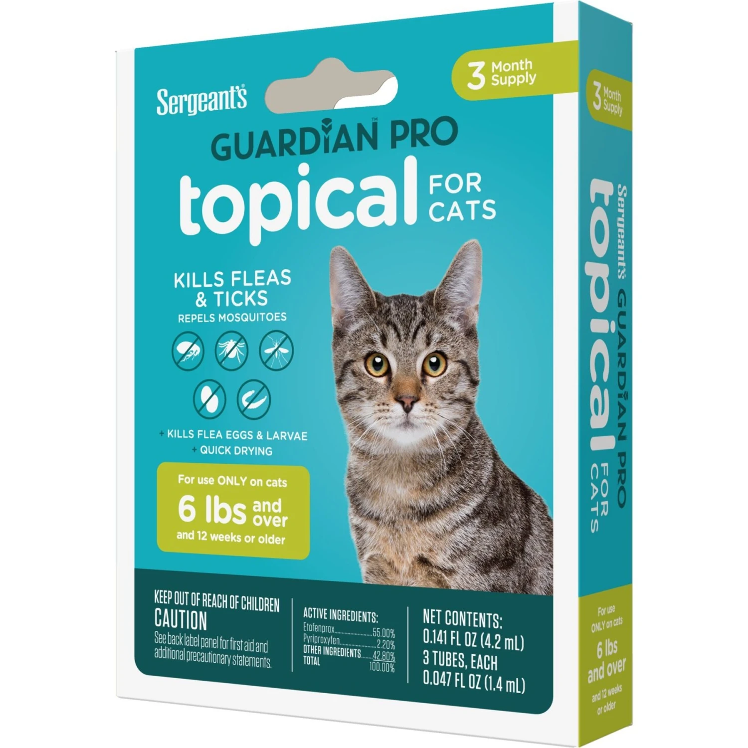 Sergeant's Guardian Pro Flea & Tick Topical Cat Treatment, Over 6-lb, 3 Count 4 Sergeant's Guardian Pro Flea & Tick Topical Cat Treatment, Over 6-lb, 3 Count - Image 2