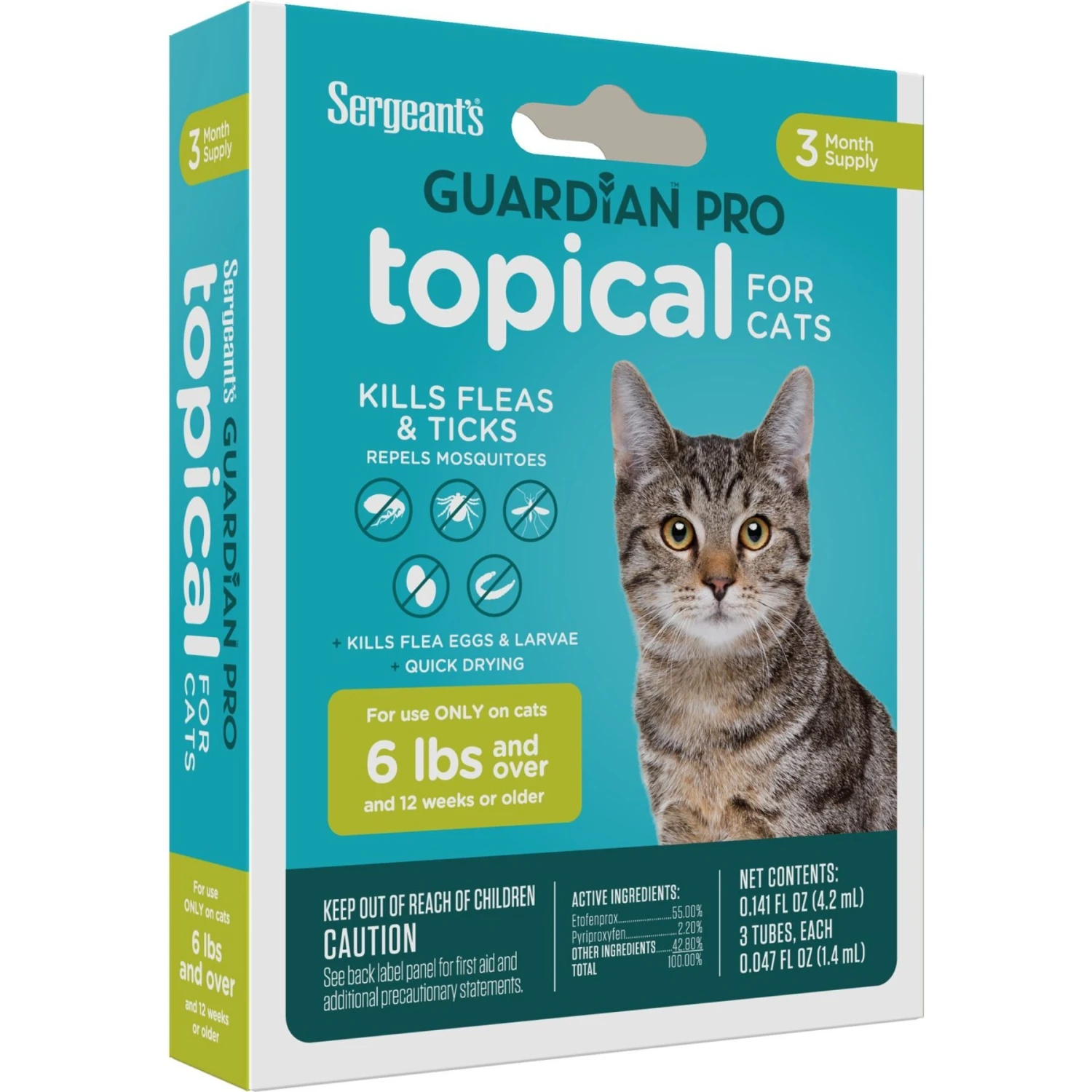 Sergeant's Guardian Pro Flea & Tick Topical Cat Treatment, Over 6-lb, 3 Count 5 Sergeant's Guardian Pro Flea & Tick Topical Cat Treatment, Over 6-lb, 3 Count - Image 3