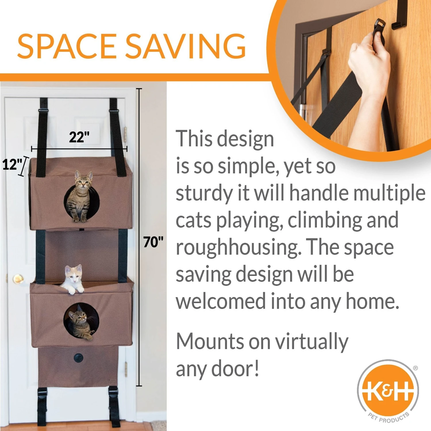 K&H Pet Products Hangin' Feline Funhouse Cat Condo Door Mounted Cat Tree House For Indoor Cats 4 K&H Pet Products Hangin' Feline Funhouse Cat Condo Door Mounted Cat Tree House For Indoor Cats - Image 2